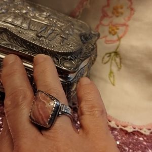 Vintage Relios RMT Roderick Tenorio Rhodochrosite Sterling Silver ring sz 6
